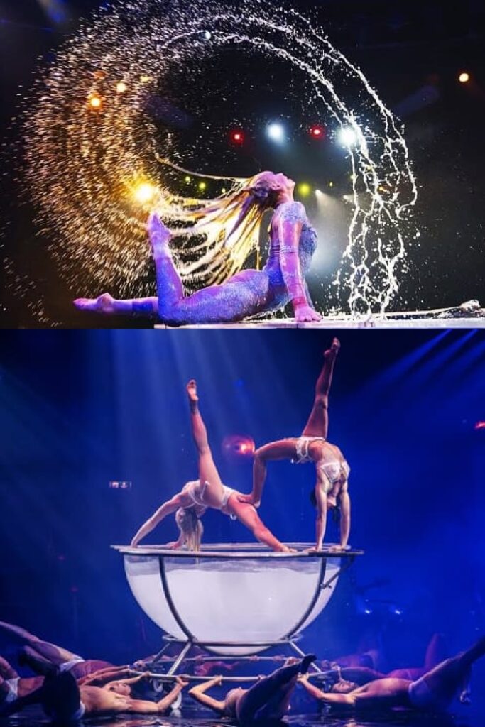 Wasserglas Showact – Akrobatik und Gesang im Plexiglas-Becken